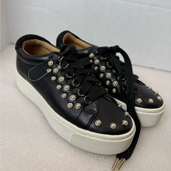Joie Handan Black Pearl Studded Platform Sneakers Women's Size 36 1/2 - Picture 1 of 7